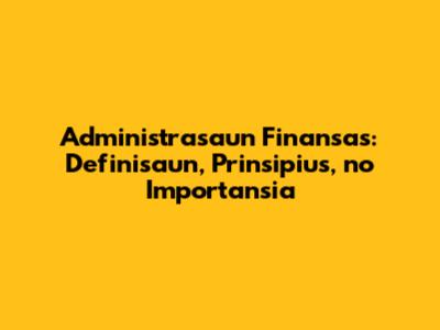 Administrasaun Finansas: Definisaun, Prinsipius, no Importansia