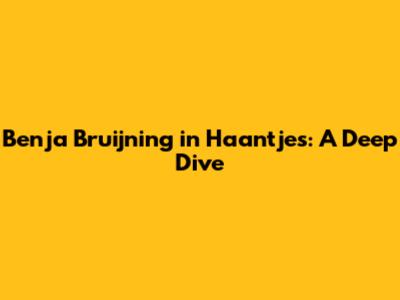 Benja Bruijning in Haantjes: A Deep Dive
