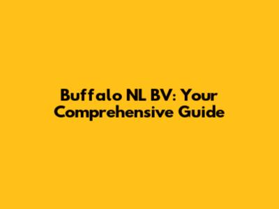 Buffalo NL BV: Your Comprehensive Guide