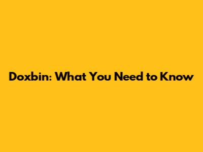 Doxbin: What You Need to Know