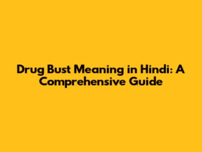 Drug Bust Meaning in Hindi: A Comprehensive Guide