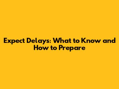 Expect Delays: What to Know and How to Prepare