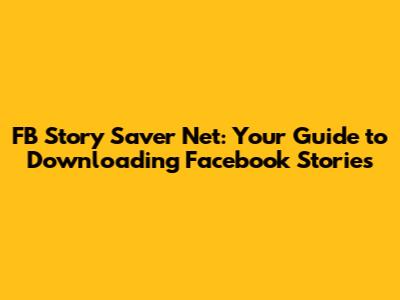 FB Story Saver Net: Your Guide to Downloading Facebook Stories