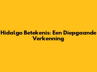 Hidalgo Betekenis: Een Diepgaande Verkenning