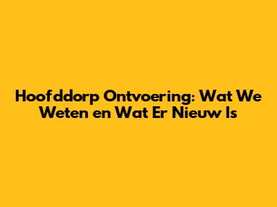 Hoofddorp Ontvoering: Wat We Weten en Wat Er Nieuw Is