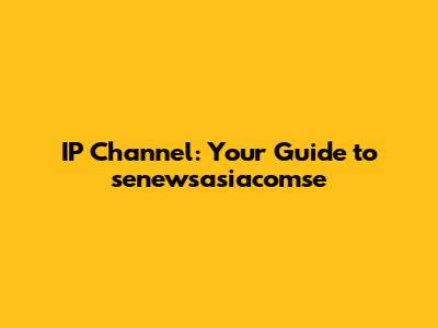 IP Channel: Your Guide to senewsasiacomse