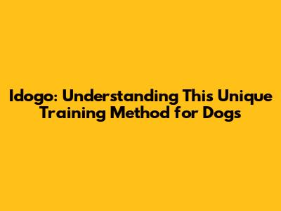 Idogo: Understanding This Unique Training Method for Dogs