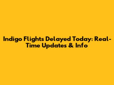 Indigo Flights Delayed Today: Real-Time Updates & Info