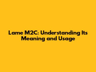 Lame M2C: Understanding Its Meaning and Usage