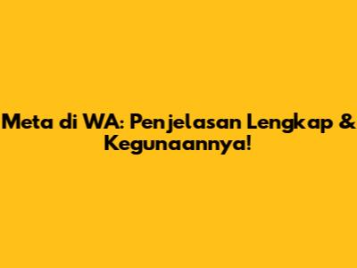 Meta di WA: Penjelasan Lengkap & Kegunaannya!