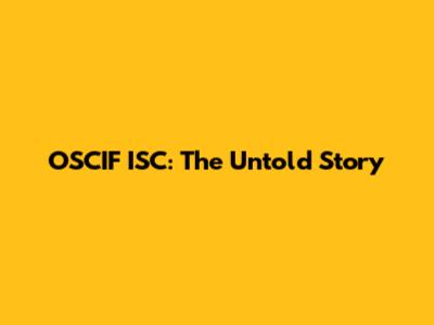 OSCIF ISC: The Untold Story