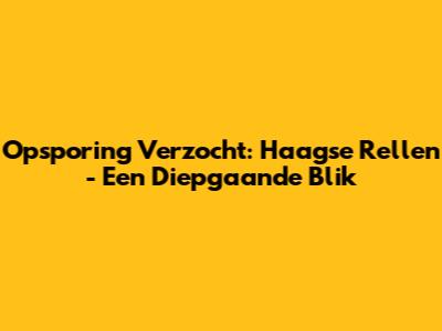 Opsporing Verzocht: Haagse Rellen - Een Diepgaande Blik