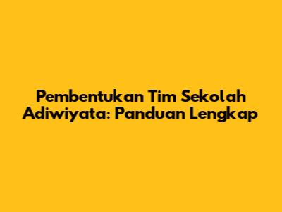 Pembentukan Tim Sekolah Adiwiyata: Panduan Lengkap