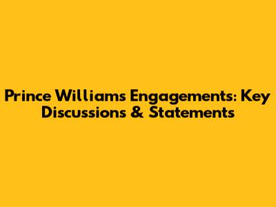 Prince William's Engagements: Key Discussions & Statements