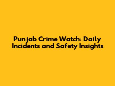 Punjab Crime Watch: Daily Incidents and Safety Insights