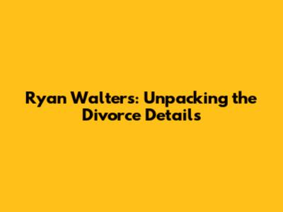 Ryan Walters: Unpacking the Divorce Details