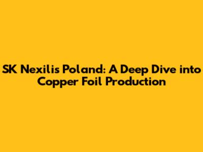 SK Nexilis Poland: A Deep Dive into Copper Foil Production