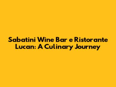Sabatini Wine Bar e Ristorante Lucan: A Culinary Journey