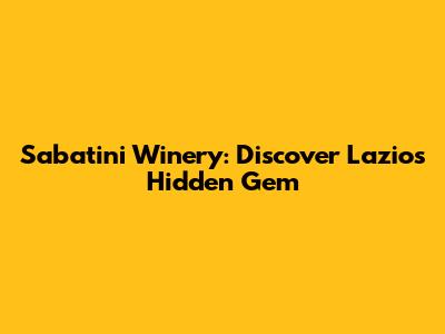 Sabatini Winery: Discover Lazio's Hidden Gem