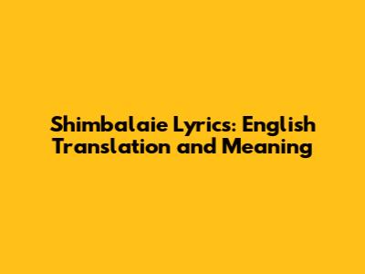 Shimbalaie Lyrics: English Translation and Meaning