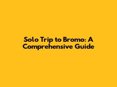 Solo Trip to Bromo: A Comprehensive Guide