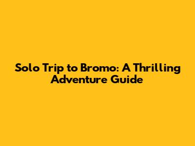Solo Trip to Bromo: A Thrilling Adventure Guide