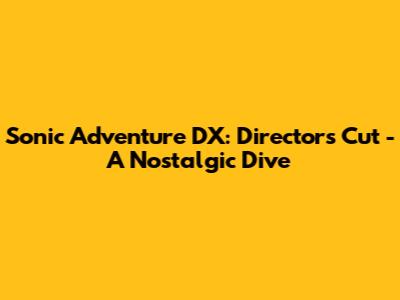 Sonic Adventure DX: Director's Cut - A Nostalgic Dive