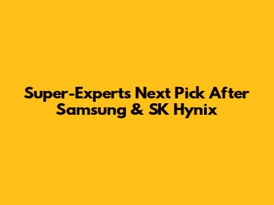 Super-Expert's Next Pick After Samsung & SK Hynix