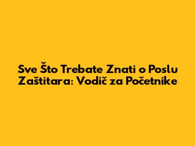Sve Što Trebate Znati o Poslu Zaštitara: Vodič za Početnike