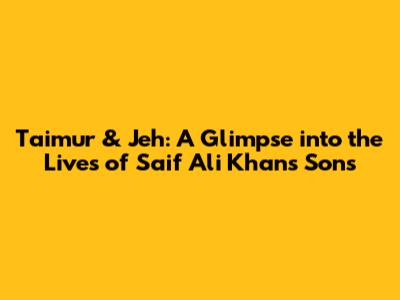 Taimur & Jeh: A Glimpse into the Lives of Saif Ali Khan's Sons