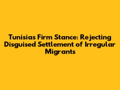 Tunisia's Firm Stance: Rejecting 'Disguised Settlement' of Irregular Migrants