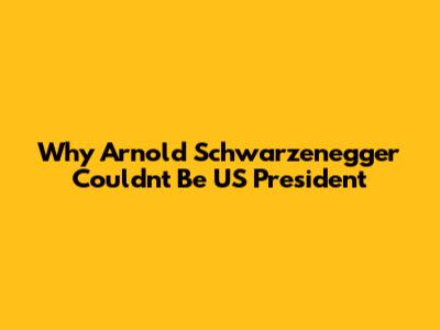 Why Arnold Schwarzenegger Couldn't Be US President