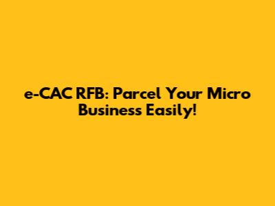 e-CAC RFB: Parcel Your Micro Business Easily!