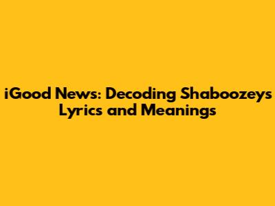 iGood News: Decoding Shaboozey's Lyrics and Meanings